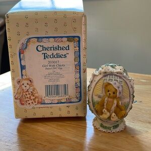 1997 Vintage Cherished Teddies Girl With Chicks Dated Egg